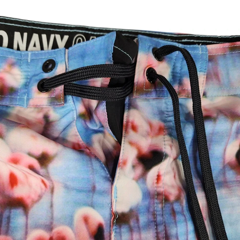 Old Navy Board Short sz 36 L Flamingo Photo Print Surfer Skater Stretch 10